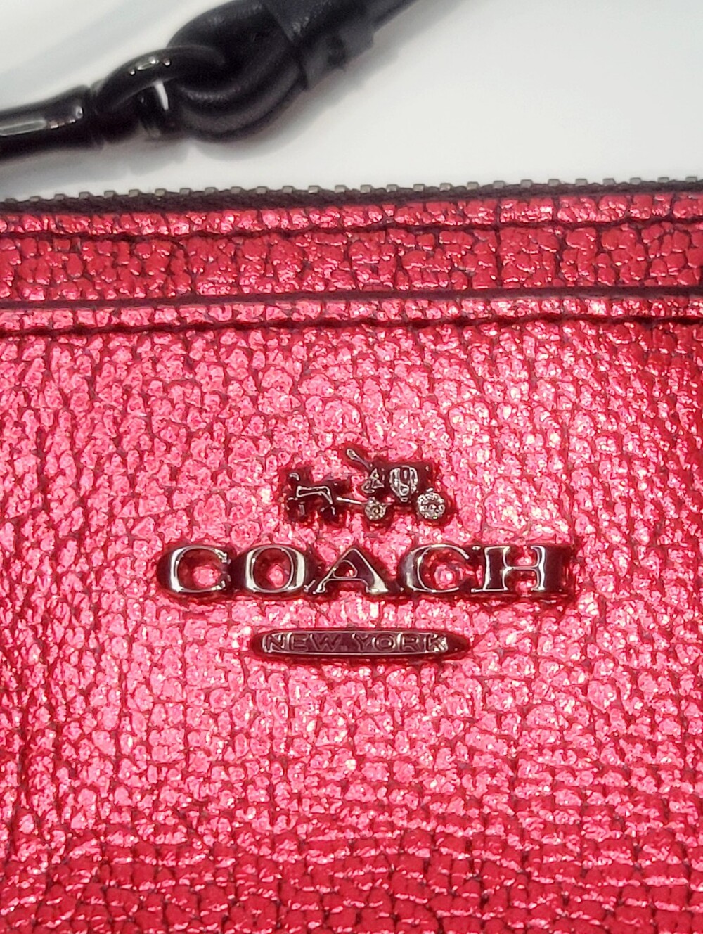 Coach Metallic Red Wristlet Double Zip Pouch with Hang Tag Great Cond - Picture 6 of 14